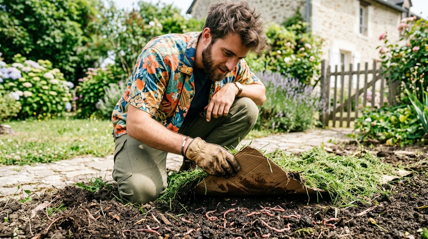 Mon voisin coince toujours un carton sous sa tonte de gazon en été et ce n&rsquo;est pas pour étouffer les mauvaises herbes
