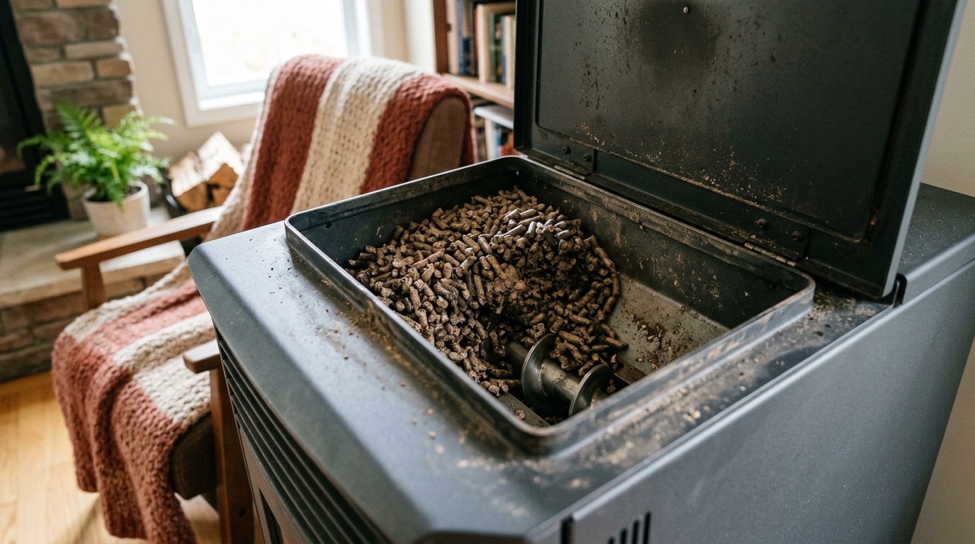 Si votre poêle à granulés refuse de redémarrer à l’automne, ce n’est pas le moteur : c’est ce qui dort dans le silo depuis mars